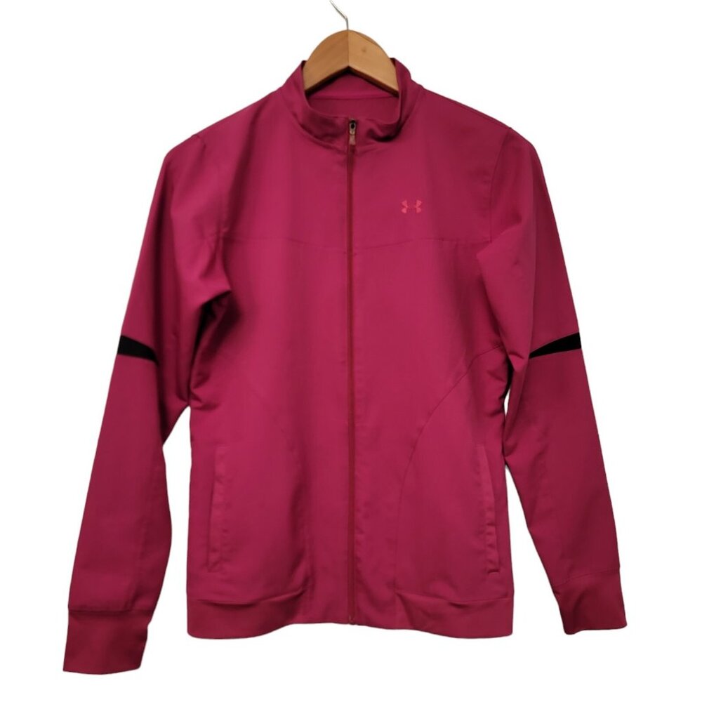 Under Armour Full Zip Jacket All Seasons Gear UA Pink Black Stripe Womens‎ Small